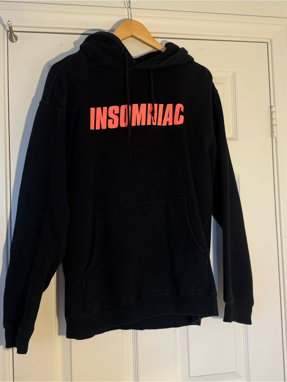 Insomniac Men's Black Hoodie with Coral Logo